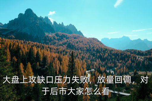 大盤上攻缺口壓力失敗，放量回調(diào)，對(duì)于后市大家怎么看