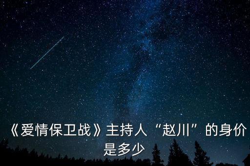 《愛情保衛戰》主持人“趙川”的身價是多少