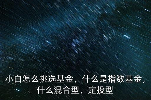 小白怎么挑選基金，什么是指數基金，什么混合型，定投型