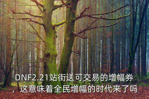 DNF2.21站街送可交易的增幅券，這意味著全民增幅的時代來了嗎