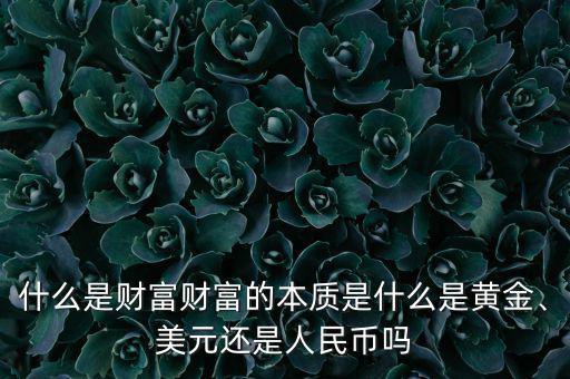 什么是財富財富的本質是什么是黃金、美元還是人民幣嗎