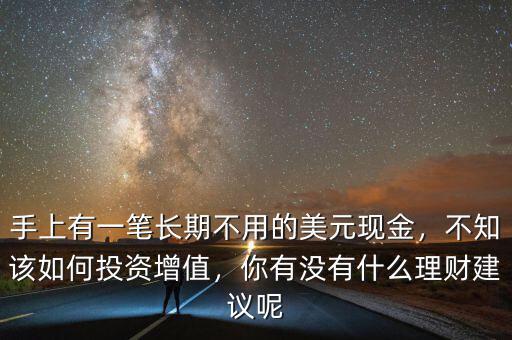 手上有一筆長期不用的美元現(xiàn)金，不知該如何投資增值，你有沒有什么理財建議呢