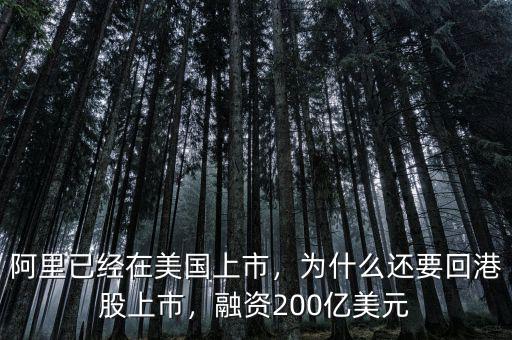 阿里已經(jīng)在美國(guó)上市，為什么還要回港股上市，融資200億美元
