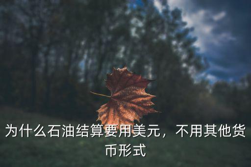 為什么石油結算要用美元，不用其他貨幣形式