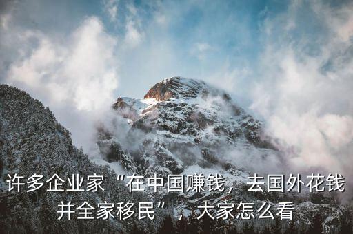 許多企業家“在中國賺錢，去國外花錢并全家移民”，大家怎么看