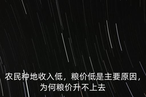 農(nóng)民種地收入低，糧價(jià)低是主要原因，為何糧價(jià)升不上去