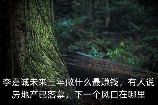 李嘉誠未來三年做什么最賺錢，有人說房地產已落幕，下一個風口在哪里