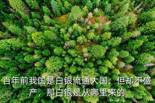 百年前我國是白銀流通大國，但卻不盛產，那白銀是從哪里來的