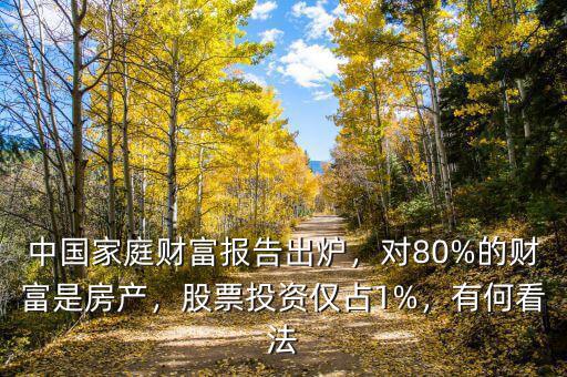 中國家庭財富報告出爐，對80%的財富是房產，股票投資僅占1%，有何看法