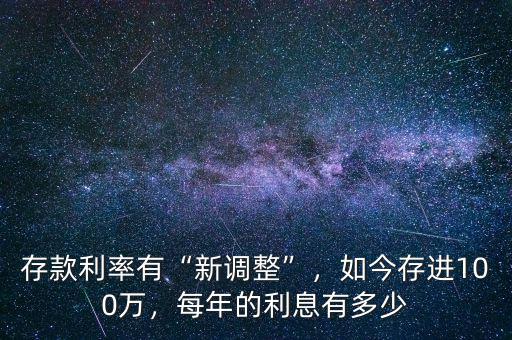 存款利率有“新調整”，如今存進100萬，每年的利息有多少