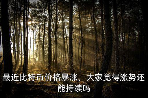 最近比特幣價格暴漲，大家覺得漲勢還能持續嗎