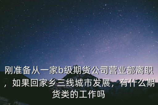 剛準備從一家b級期貨公司營業部離職，如果回家鄉三線城市發展，有什么期貨類的工作嗎
