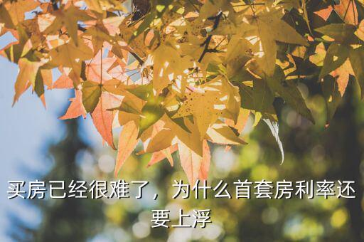 買房已經很難了，為什么首套房利率還要上浮
