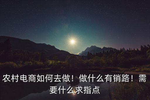 農(nóng)村電商如何去做！做什么有銷路！需要什么求指點