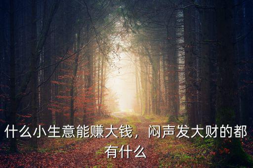 什么小生意能賺大錢，悶聲發大財的都有什么