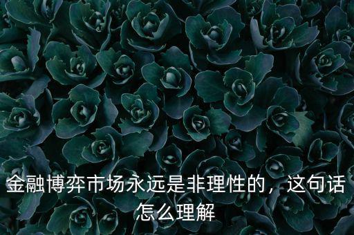 金融博弈市場永遠是非理性的，這句話怎么理解