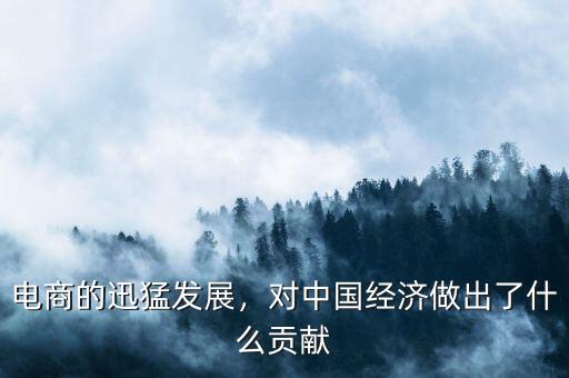 電商的迅猛發展，對中國經濟做出了什么貢獻
