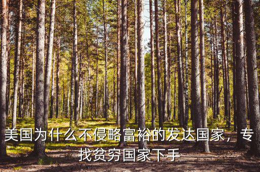美國為什么不侵略富裕的發達國家，專找貧窮國家下手