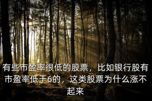 有些市盈率很低的股票，比如銀行股有市盈率低于6的，這類股票為什么漲不起來(lái)