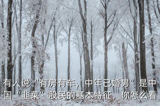 有人說“有房有車，中年已婚男”是中國“韭菜”股民的基本特征，你怎么看