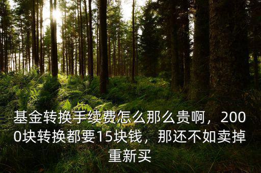 基金轉換手續費怎么那么貴啊，2000塊轉換都要15塊錢，那還不如賣掉重新買