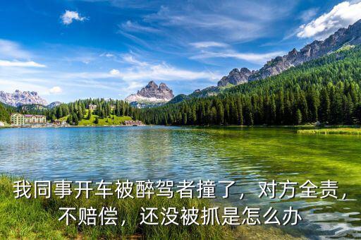 我同事開車被醉駕者撞了，對方全責，不賠償，還沒被抓是怎么辦