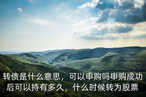 轉債是什么意思，可以申購嗎申購成功后可以持有多久，什么時候轉為股票