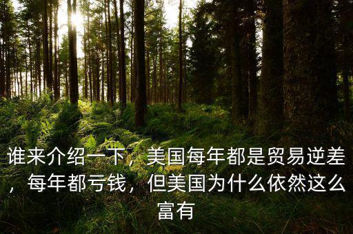 誰來介紹一下，美國每年都是貿易逆差，每年都虧錢，但美國為什么依然這么富有