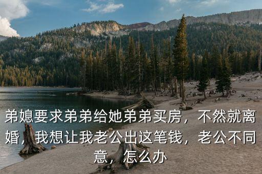 弟媳要求弟弟給她弟弟買房，不然就離婚，我想讓我老公出這筆錢，老公不同意，怎么辦
