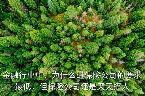 金融行業中，為什么進保險公司的要求最低，但保險公司還是天天招人