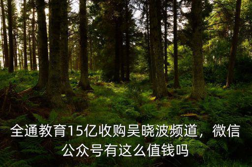 全通教育15億收購吳曉波頻道，微信公眾號有這么值錢嗎