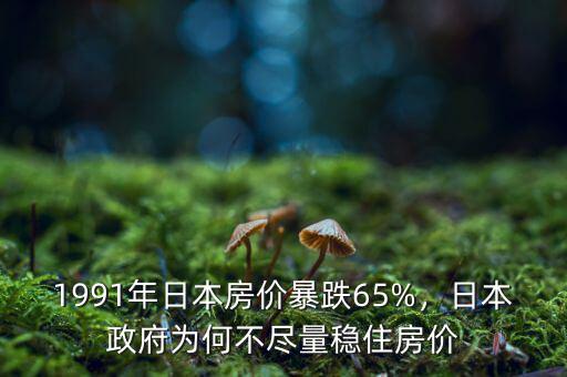 1991年日本房價暴跌65%，日本政府為何不盡量穩住房價