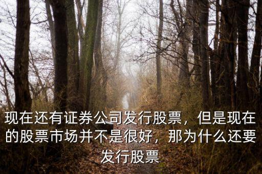 現(xiàn)在還有證券公司發(fā)行股票，但是現(xiàn)在的股票市場并不是很好，那為什么還要發(fā)行股票