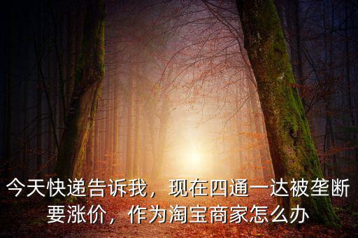今天快遞告訴我，現在四通一達被壟斷要漲價，作為淘寶商家怎么辦