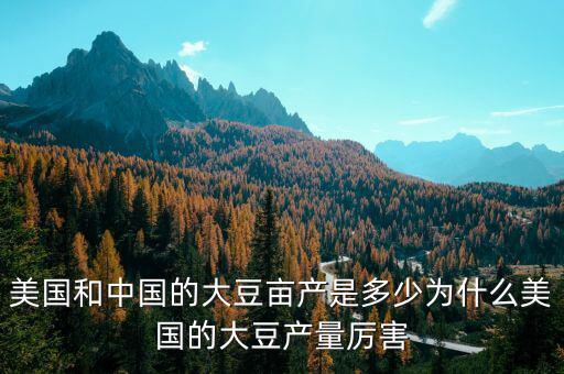 美國和中國的大豆畝產是多少為什么美國的大豆產量厲害