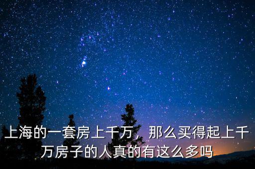 上海的一套房上千萬，那么買得起上千萬房子的人真的有這么多嗎