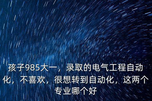 孩子985大一，錄取的電氣工程自動化，不喜歡，很想轉到自動化，這兩個專業(yè)哪個好