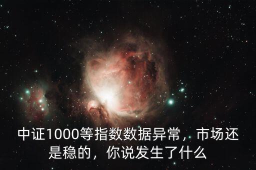 中證1000指數是什么,你說發生了什么