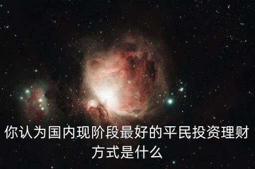 你認為國內現階段最好的平民投資理財方式是什么