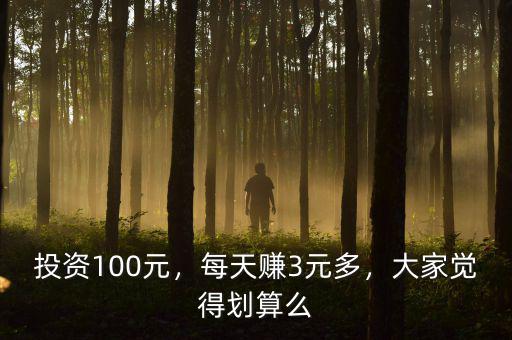投資100元，每天賺3元多，大家覺得劃算么