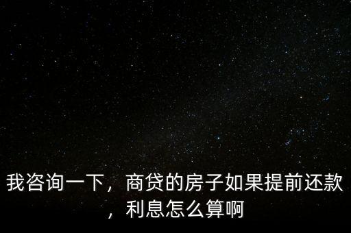商業貸款提前還款利息怎么算,商貸的房子如果提前還款