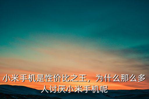 小米手機是性價比之王，為什么那么多人討厭小米手機呢