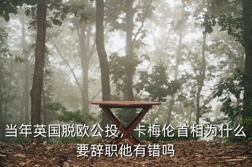 當年英國脫歐公投，卡梅倫首相為什么要辭職他有錯嗎