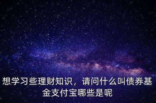 想學(xué)習(xí)些理財(cái)知識，請問什么叫債券基金支付寶哪些是呢
