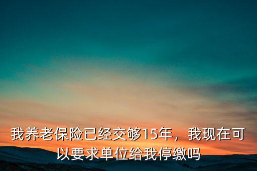 養老保險交多少年可以停交,養老保險繳納了十五年