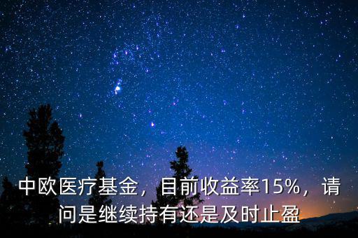 中歐醫療基金，目前收益率15%，請問是繼續持有還是及時止盈