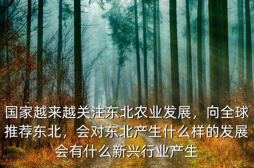 國家越來越關注東北農(nóng)業(yè)發(fā)展，向全球推薦東北，會對東北產(chǎn)生什么樣的發(fā)展會有什么新興行業(yè)產(chǎn)生