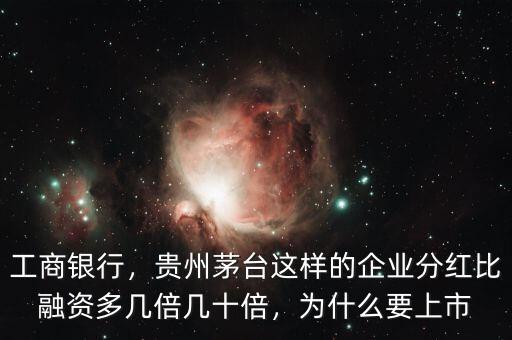 工商銀行，貴州茅臺這樣的企業分紅比融資多幾倍幾十倍，為什么要上市