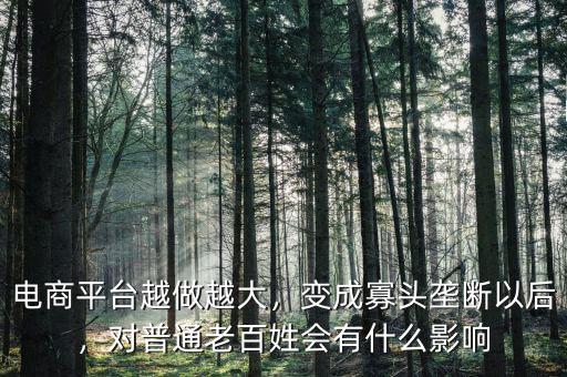 電商平臺越做越大，變成寡頭壟斷以后，對普通老百姓會有什么影響