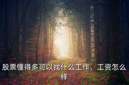 股票懂得多可以找什么工作，工資怎么樣